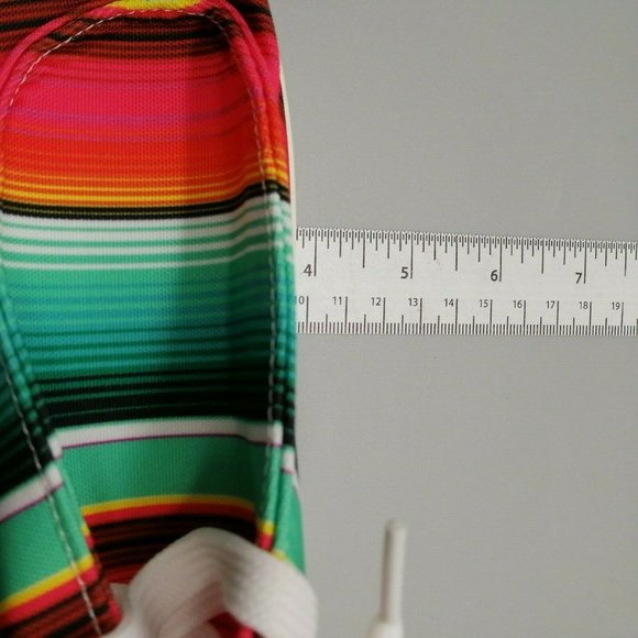 Womens Lace Up Sneakers Multicolor Stripe Canvas NEW - Picture 6 of 7